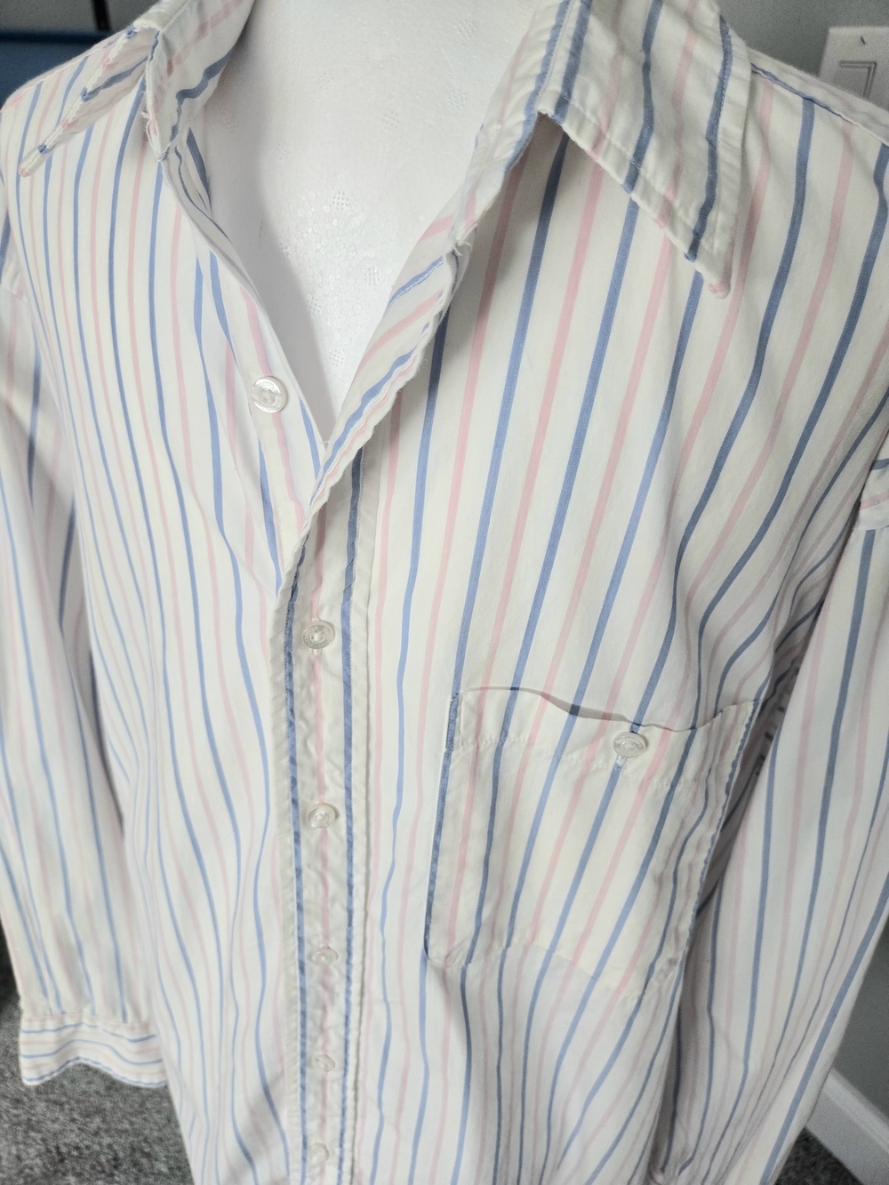 Vintage Burberrys of London Pinstripe Cotton Button Front Shirt-Men's Size L